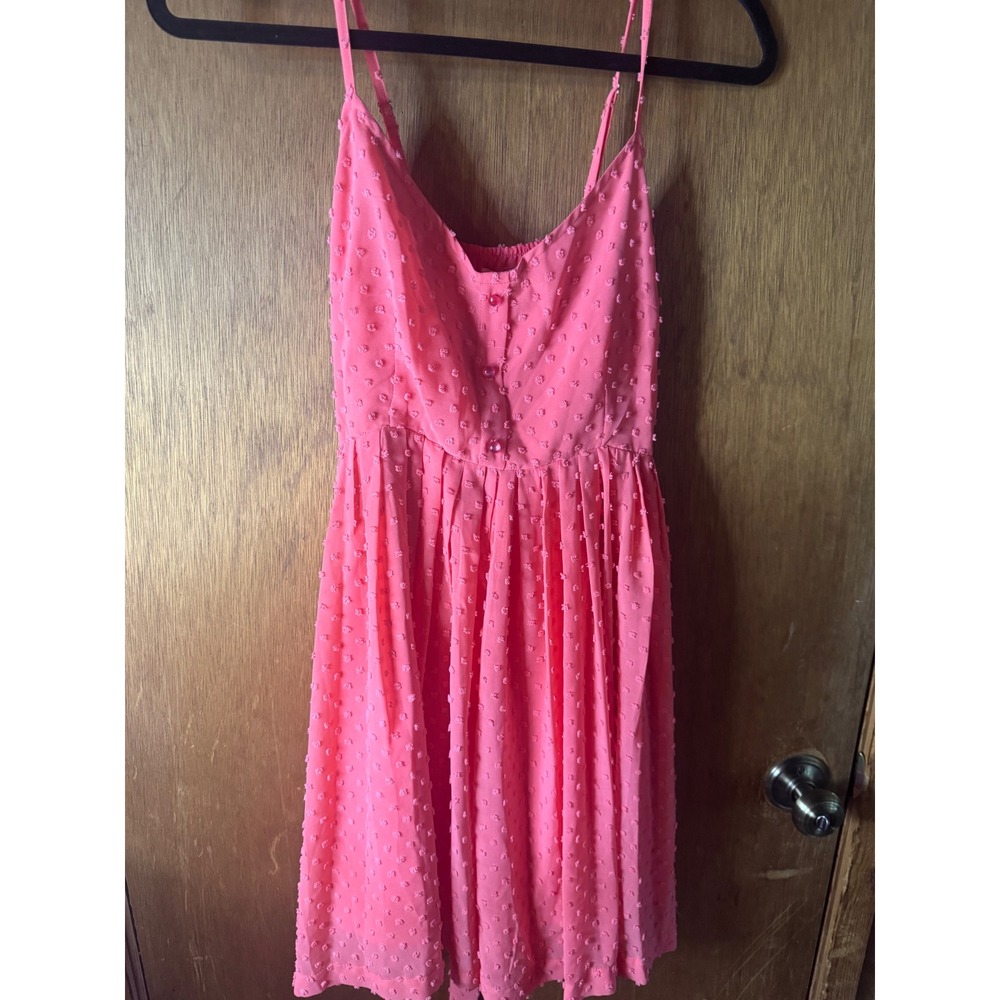 Esley Magnolia Boutique Pink Swiss Dot Mini Dress Adjustable Straps Size M NEW